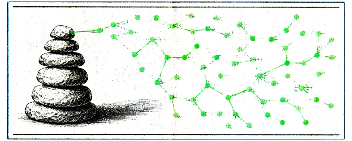 Printed plate for EloNode: a stack of ranked tier nodes with an algorithmic percentile graph branching across competitors.